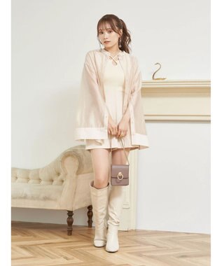 earth music&ecology ＳＥＴ２点ショートカーディガン＋レイヤードタンク Ivory