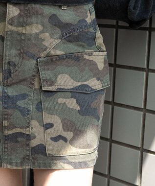 WEGO ヴィンテージウォッシュカーゴミニスカート 柄1