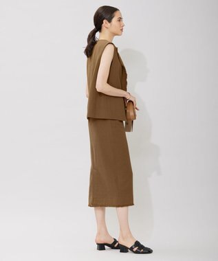 ICB コットンリネンキャンバス ジレ キャメル系