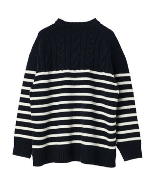 CRAFT STANDARD BOUTIQUE ケーブル×ボーダードッキングプルオーバー Border Navy