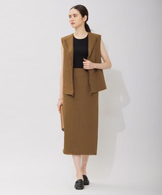 ICB コットンリネンキャンバス ジレ キャメル系