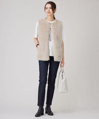 自由区 リバーシブルエコメリノムートン ジレ ベージュ