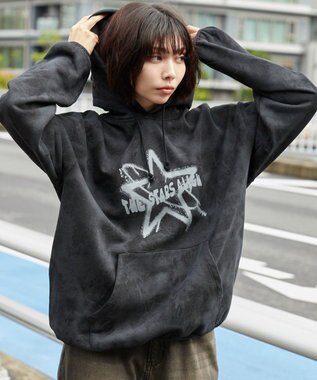 WEGO 【ユニセックス着用ITEM】スノーダイグラフィックビッグパーカー ブラック