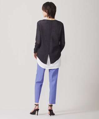 ICB 【洗える】 ペーパーブレンドシャインニット プルオーバー チャコール系