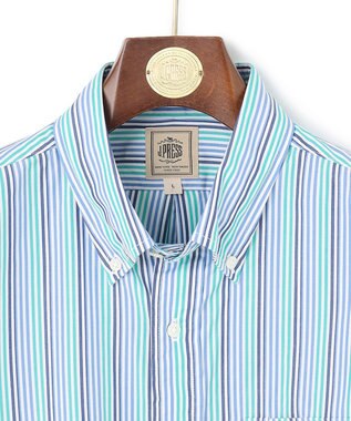 J.PRESS MEN SOMELOSコットンストライプ シャツ グリーン系1