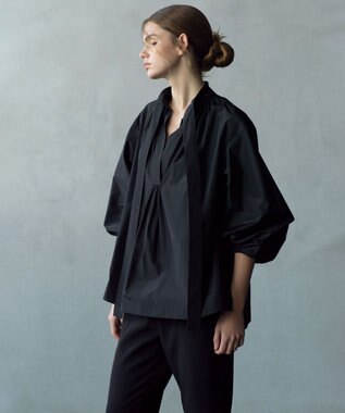 23区 【R(アール)】ポリエステルシルクタフタ ボウタイ ブラウス ブラック系