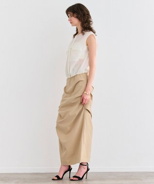 BEIGE， 【接触冷感/UVカット/洗える】YANN / サイドタックIラインロングスカート Beige