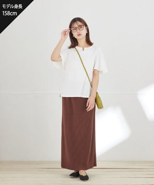 Tiaclasse 【おのののかさん着用】「サマケア」キーネックフレアスリーブトップス オフ