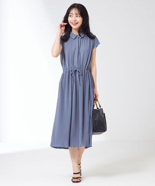 ANY SIS 【接触冷感・吸水速乾・UVケア】エアリードレープスムースプリーツ ワンピース スモーキーブルー