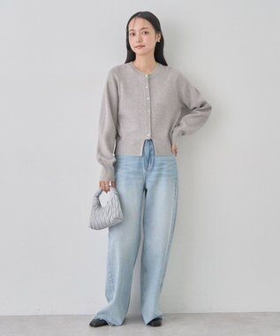 earth music&ecology ラメジャカードカーディガン Light Gray