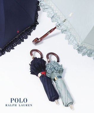  【遮光/晴雨兼用日傘】POLO RALPH LAUREN（ポロラルフローレン） 折りたたみ日傘 エンブフリル 遮熱 UV
