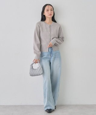 earth music&ecology ラメジャカードカーディガン Light Gray