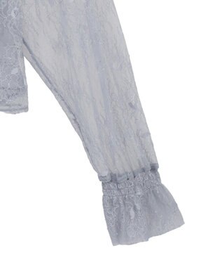 earth music&ecology ＳＥＴ２点ラッフルレースブラウス＋キャミソール Grayish Blue