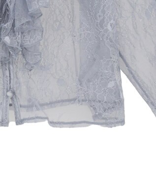 earth music&ecology ＳＥＴ２点ラッフルレースブラウス＋キャミソール Grayish Blue