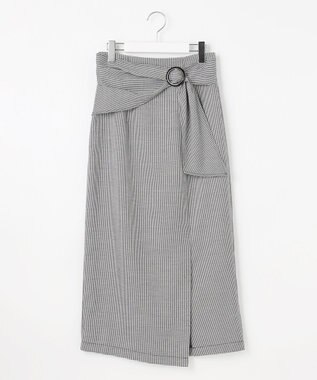 Feroux 【洗える】バックルデザイン タイトスカート ブラック系1