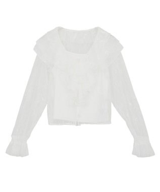 earth music&ecology ＳＥＴ２点ラッフルレースブラウス＋キャミソール Off White