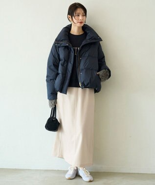 UNFILO ハイストレッチ ロゴスウェット ネイビー×グレージュロゴ