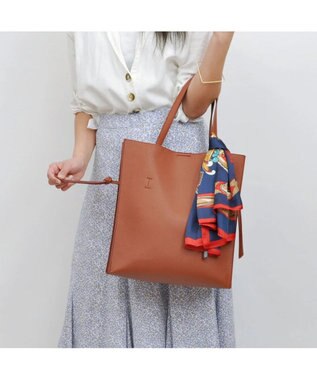 UNBILLION cachecache ビッグスカーフ付きサイド結びトート キャメル