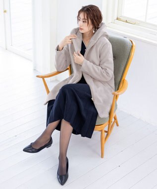 Tiaclasse スエードボンディグフード付きコート グレー