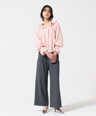 GRACE CONTINENTAL フリルカラーシアーカフタンブラウス ピンク