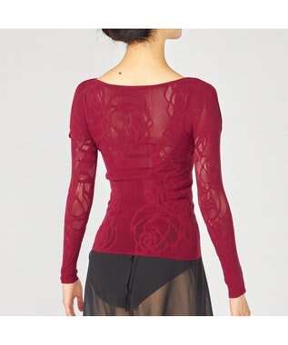 Chacott 【ノーソーイングニット】シアーローズニットトップ ワインレッド