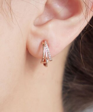 Tiaclasse ツーラインイヤリング ピンクゴールド