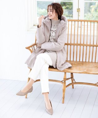 Tiaclasse スエードボンディグフード付きコート ピンク