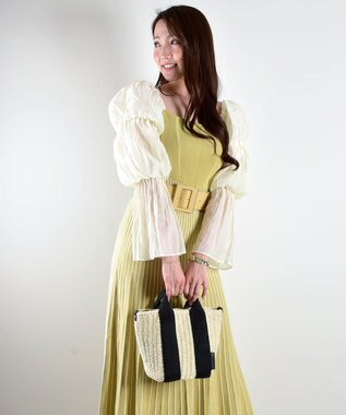 LA BAGAGERIE 【maison vert】 【ペーパー素材・多収納】ダブルハンドルかごバッグ ブラック×アイボリー