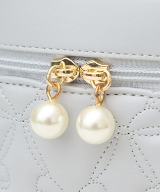 Maison de FLEUR EC限定リボンキルティングキューブバッグ Grayish Blue