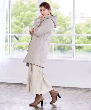 Tiaclasse スエードボンディグフード付きコート グレー