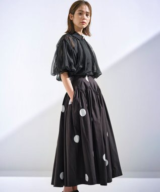 組曲 L 【組曲×setsuko sagittaire】カーヴィフレアスカート ブラック×ドット系5