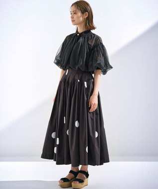 組曲 L 【組曲×setsuko sagittaire】カーヴィフレアスカート ブラック×ドット系5