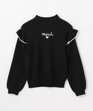 ANY KIDS 肩フリル しあわせタッチニット ブラック