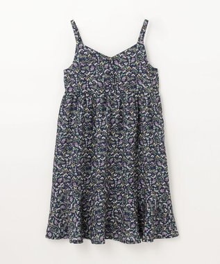 ANY KIDS フラワープリント キャミ ワンピース ネイビー系