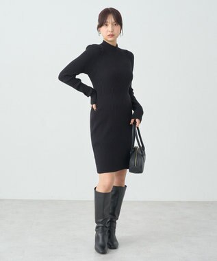 earth music&ecology ニットミニワンピース Black