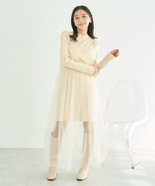 earth music&ecology ニットミニワンピース Ivory