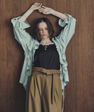 YECCA VECCA ベルト付き2wayタックワイドパンツ Camel