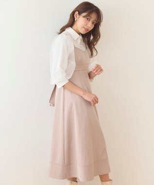 Feroux 【新色追加・洗える】バックリボン キャミワンピース ベージュ系