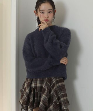 WEGO シャギーニットプルオーバー ネイビー