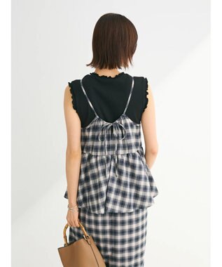 Green Parks チェックペプラムキャミワンピース Light Beige