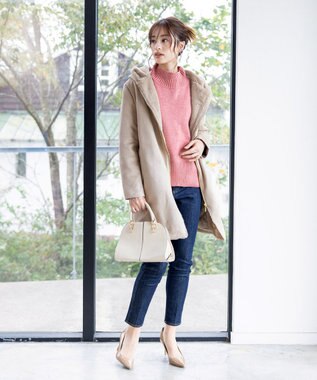 Tiaclasse スエードボンディグフード付きコート ベージュ