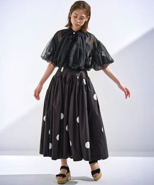 組曲 【組曲×setsuko sagittaire】カーヴィフレアスカート ブラック×ドット系5