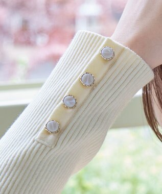 Tiaclasse 【洗える】タートルボタンニットトップス オフホワイト