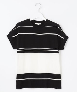 自由区 L 【WEB限定・洗える】ニットソーボーダー トップス ブラック×オフ