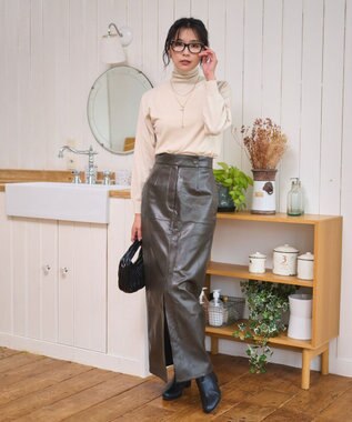 WEGO 【WEB限定/25年秋冬新作/洗濯OK/毛玉レス】タートルネックニット ベージュ