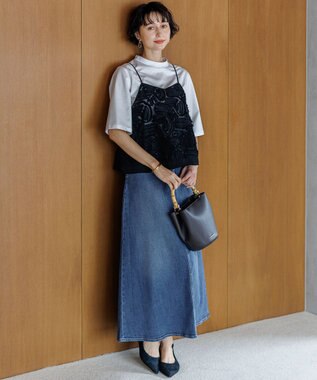 23区 【好評につき追加生産/洗える】リボンエンブロイダリー キャミソール ブラック系