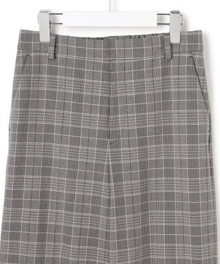 23区 【洗える】ウォームストレッチ チェック ワイド パンツ グレーチェック