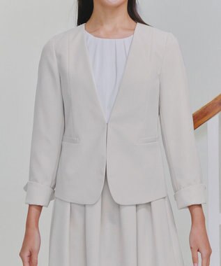 Tiaclasse L 【ダブルクロス・洗える】カラーレスジャケット グレージュ