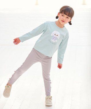 ANY KIDS ミラクルスパンコール 長袖 Ｔシャツ ミント×ウサギ