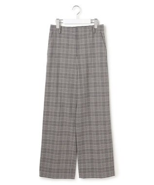 23区 【洗える】ウォームストレッチ チェック ワイド パンツ グレーチェック